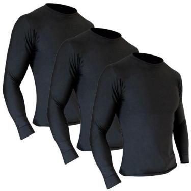 Imagem de Kit 3 Camiseta Segunda Pele Térmica Preta Motoqueiro Motociclista Cicl