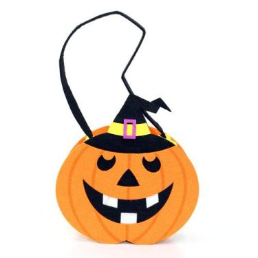 Imagem de Bolsinha Abóbora Com Chapéu Acessório Para Fantasia Halloween - Abraka