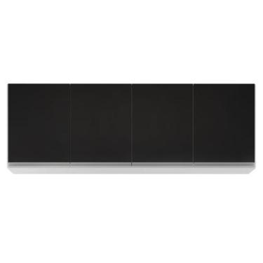 Imagem de Armário Aéreo 160cm 4 Portas Nevada Branco/Preto - Lumil Móveis, Branc