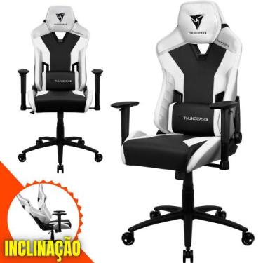Imagem de Cadeira Gamer Cor Branca Confortável Base de Metal Giratória Com Rodin