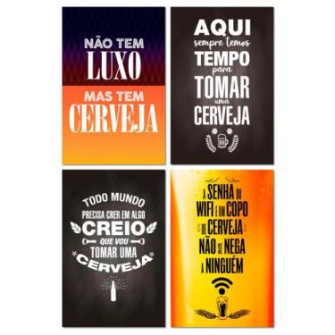 Imagem de Kit Placas Decorativas Frases Bebidas 4 pçs 20x13 cm - Art Print