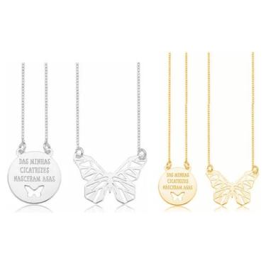 Imagem de Colar Escapulário Folheado a ouro prata 925 dourado prata Borboleta ba