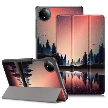 Imagem de DINGGUAGUA Capa compatível com Xiaomi Redmi Pad SE 22.1 cm 2024, leve, suporte de três dobras, capa inteligente fina, Nightfall