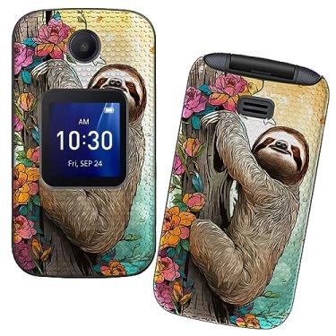 Imagem de RWUTYTIUL Capa para celular Alcatel Go Flip 4 / TCL Flip Pro com protetor de tela de vidro temperado, camada dupla, antiarranhões, à prova de choque, capa de textura de grade fina para mulheres e