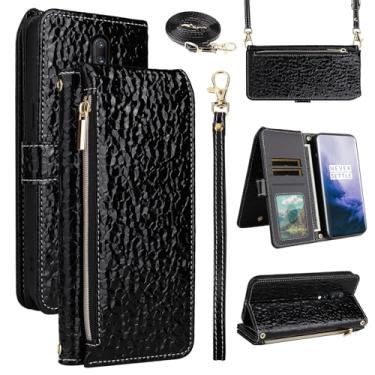 Imagem de Furiet Capa carteira de luxo para OnePlus 7 Pro com alça de pulso alça de ombro bolsa com zíper, padrão plissado brilhante capa de telefone para OnePlus7Pro 5G One Plus 1+7 1Plus OnePlus7 7Pro One+ 1