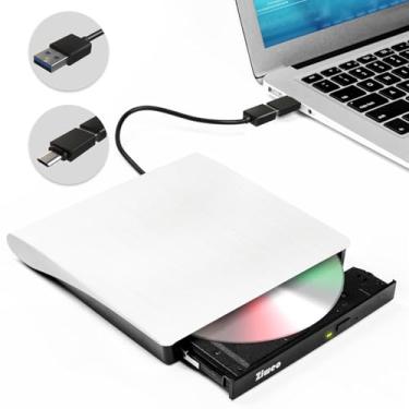 Imagem de Ziweo Unidade de DVD Externa USB 3.0 Tipo-C: Unidade Portátil de CD DVD +/-RW para Laptop, Desktop, PC, Windows, MacBook, Mac, Linux, Mac OS - Preto