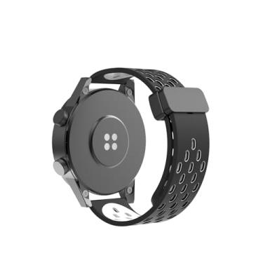 Imagem de YSuqiBB Pulseira de relógio de 20 mm/22 mm porosa respirável pulseira de silicone magnética à prova d'água, flexível, confortável, sem ferramentas, troca simples de um segundo, adequada para homens e