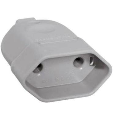Imagem de Plugue Tomada Femea 2 Polos 10A 250V Cinza TRAMONTINA