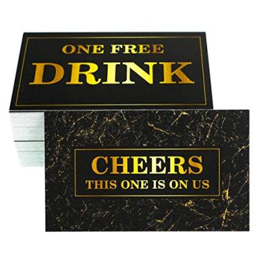 Imagem de RXBC2011 Drink Tickets for festa, cartão de mármore para bebidas gratuitas, cupons, casamentos, Halloween, trabalho, evento, bar, ouro preto..., Preto, 100PCS