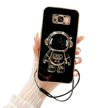 Imagem de Tesazxcn Capa para Samsung Galaxy S8+ (não serve para S8) com suporte oculto de astronauta 6D e alça de cordão TPU macio à prova de choque, capa protetora de luxo para Galaxy S8 de 5,8 polegadas -