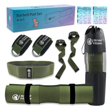 Imagem de J Bryant Conjunto de almofadas de barra com 2 tiras de tornozelo para máquinas de cabo, faixa de resistência ao quadril, alças de levantamento de peso, almofada grossa hip-thrusts almofada com bolsa de transporte para agachamento supino treino