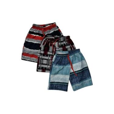 Imagem de Kit 3 Bermuda Tactel Estampada Infanto Juvenil Para Meninos - Olv Jean
