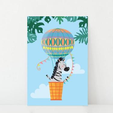 Imagem de Placa Decorativa Infantil Zebra e Balão 30x40cm - Quartinhos