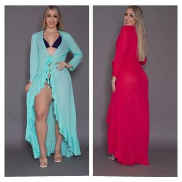 Imagem de Saia Saída De Praia Pareô Longa Amarrar Canga Verão Babado - melo moda