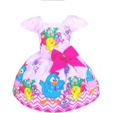 Imagem de Vestido Temático Galinha Pintadinha Rosa Bolinhas Busto Sublimado - NA