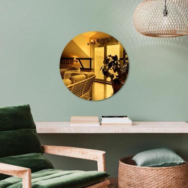 Imagem de Espelho Decorativo Redondo Dourado - Inove Papéis de Parede