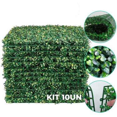 Imagem de Kit Planta Artificial 10 Placas 40x60cm Jardim Vertical Muro Ingles  C