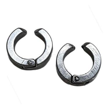 Imagem de Par Brinco Argola Pressão Fake Masculino Feminino Aço Punk - ALRA SEMI