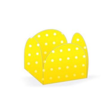 Imagem de Forminhas para Doces 4 Pétalas Poá Amarelo e Branco 50 unidades NC Toy