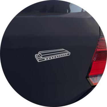 Imagem de Adesivo de Carro Instrumento Gaita Harmônica - Cor Prata - Melhor Ades