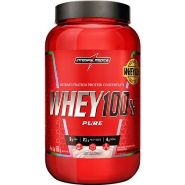 Imagem de Whey 100% Pure Morango Pote  900g - Integralmédica, 900g, Morango