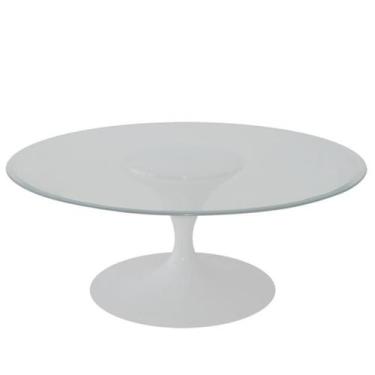Imagem de Mesa de Centro Saarinen Redonda 124 cm Madeira Base Branca - Eero Saar