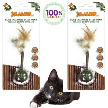 Imagem de Kit 2 Brinquedo de Gato Cone Catnip Matatabi Stick Pena  Jambo Pet