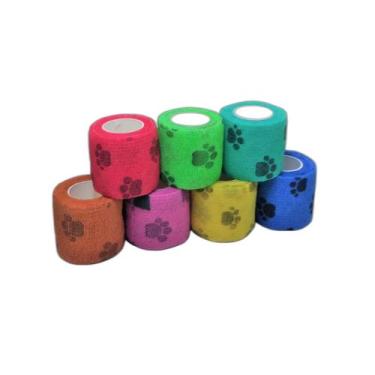 Imagem de Kit 4 Bandagem/Atadura Elástica Com Patinhas Cores Sortidas - Geral