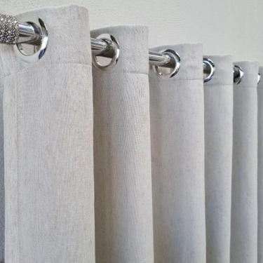 Imagem de Cortina Para Janela Porta De Voil Linho Com Forro Blackout 100% Vedaçã