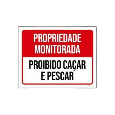 Imagem de Placa Propriedade Monitorada Proibido Caçar 18x23cm 10un