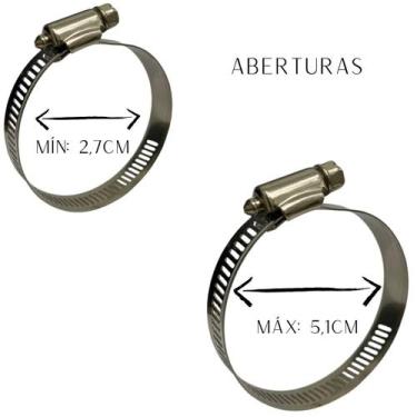 Imagem de Kit 2 Un Abraçadeira Regulagem 27mm até 51mm Rosca 2,7 à 5cm Metal 12m