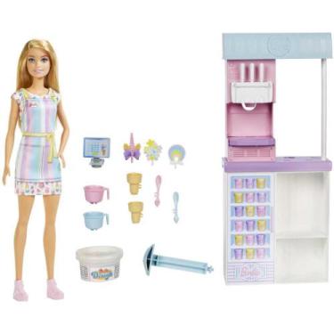 Imagem de Barbie Profissões Conjunto Quiosque de Sorvete - Mattel, Rosa e Azul