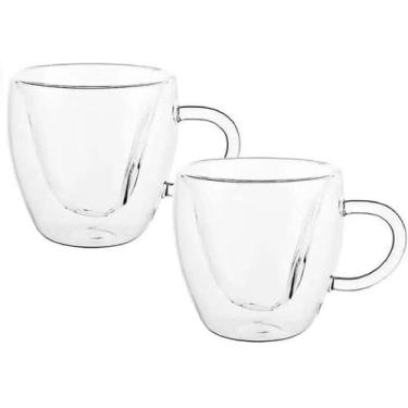 Imagem de Jogo 2 Canecas de Vidro Duplo Coração Vidro 150ML - Wincy