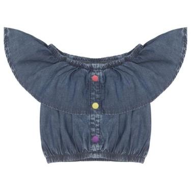 Imagem de Blusa Infantil Look Jeans Cropped Jeans, 03
