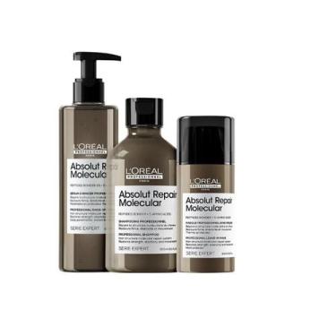 Imagem de Kit L'Oréal Absolut Repair Molecular Sh 300ml + Leave-in 100ml + Sérum
