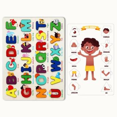 Imagem de Jogo Educativo Abecedário Colorido e Quebra Cabeça Corpo Humano Menino