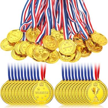 Imagem de Gejoy 30 medalhas de prêmio de vencedor de plástico dourado, medalhas de prêmio vencedor, prêmios de vencedor de metal estilo olímpico para esportes, competição, show de talentos, abelha,
