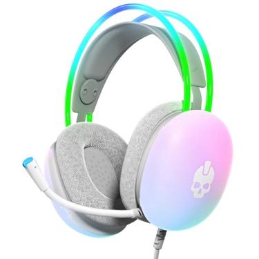 Imagem de GAME PUNK Fone de ouvido para jogos Nova Light RGB translúcido com microfone: compatível com PC, Xbox Series X/S, PlayStation 5/4, Nintendo Switch, Tablet, Smartphones – Cancelamento de ruído passivo
