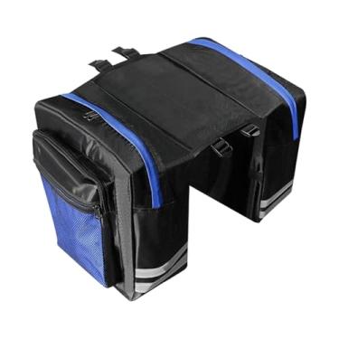 Imagem de Dynwave Bolsa de selim para bicicleta, porta-bagagens duplo, bolsos grandes 53x31x32cm para camping, viagens, tiras refletivas multiuso, Azul
