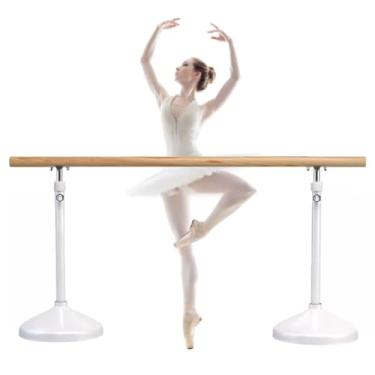 Imagem de Ballet Barre Barra de balé de aço portátil com base estável e alça de madeira, altura ajustável 80-120cm (Color : A1, Size : 1M/3.3FT)