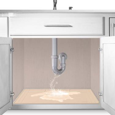 Imagem de O tapete original sob a pia – Tapete de silicone ajustável, à prova d'água, sob a pia, tapete de banheiro para cozinha, à prova d'água – 71 x 48 cm ou menor