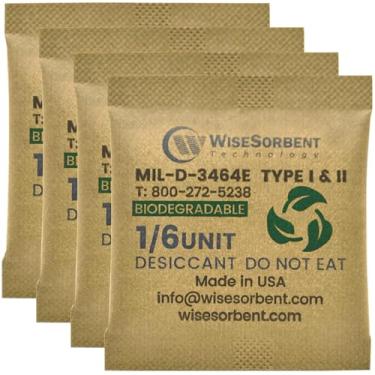 Imagem de Wisesorb Pacotes de Dessecantes de Argila Kraft 1/6U para Armazenamento, Sacos Dessecantes de Argila Bentonita de 5 Gramas para Cofre de Armas, Absorvedores de Umidade de Nível Militar, Pacotes de Gel