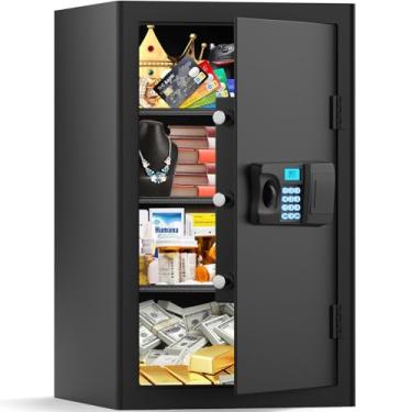 Imagem de Safe5.0 Cofre grande cúbico à prova de fogo à prova d'água, cofre de segurança digital à prova de fogo com fechadura de combinação, sistema de alarme e prateleira removível, cofres de incêndio para