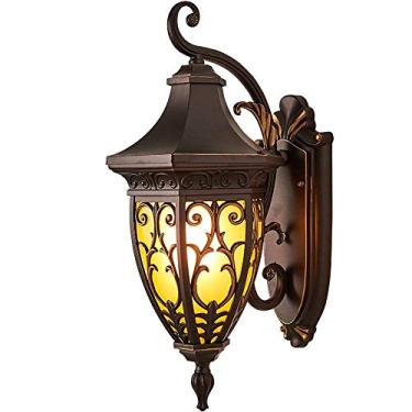 Imagem de Luminária de parede externa à prova d'água, luminária de parede simples com aparência antiga, arandelas de parede de decoração externa retrô/vintage para pátio de jardim (A)