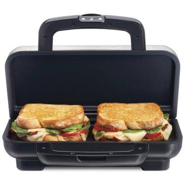 Imagem de Sanduicheira Elétrica Antiaderente 2 Fatias, Aço Inox, 110v, PROCTOR SILEX 25415, Prateado