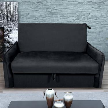 Imagem de Sofá Cama 2 Lugares com Baú Swords Veludo Inca Preto