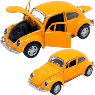 Imagem de Carrinho Miniatura Fusca Amarelo Metal Colecionável Fricção