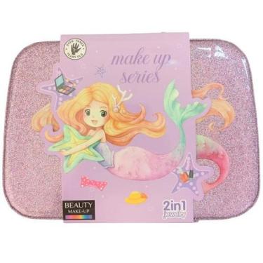 Imagem de Kit Maquiagem e UNHAS Make UP Series Sereia Estojo com Glitter Lilas -