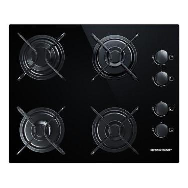 Imagem de Cooktop A Gas Vidro Automatico 4 Bocas 46x56cm - Brastemp, Preto, Bivo