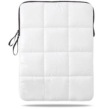 Imagem de Linpr Capa para laptop Puffy de 15 a 16 polegadas, branca, à prova d'água, bolsa de transporte para mulheres, capa fofa para computador 15,6 HP, compatível com MacBook Pro de 16 polegadas, MacBook Air M2 M1, Asus/Dell XPS/Lenovo na capa
